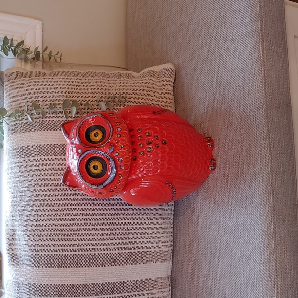 5️⃣0️⃣ NWOT Anthropologie Orange Owl Cookie Jar Made in Italy - Picture 2 of 2